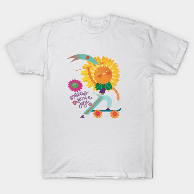 Flower-Skater T-Shirt by Kath Waxman Illustration